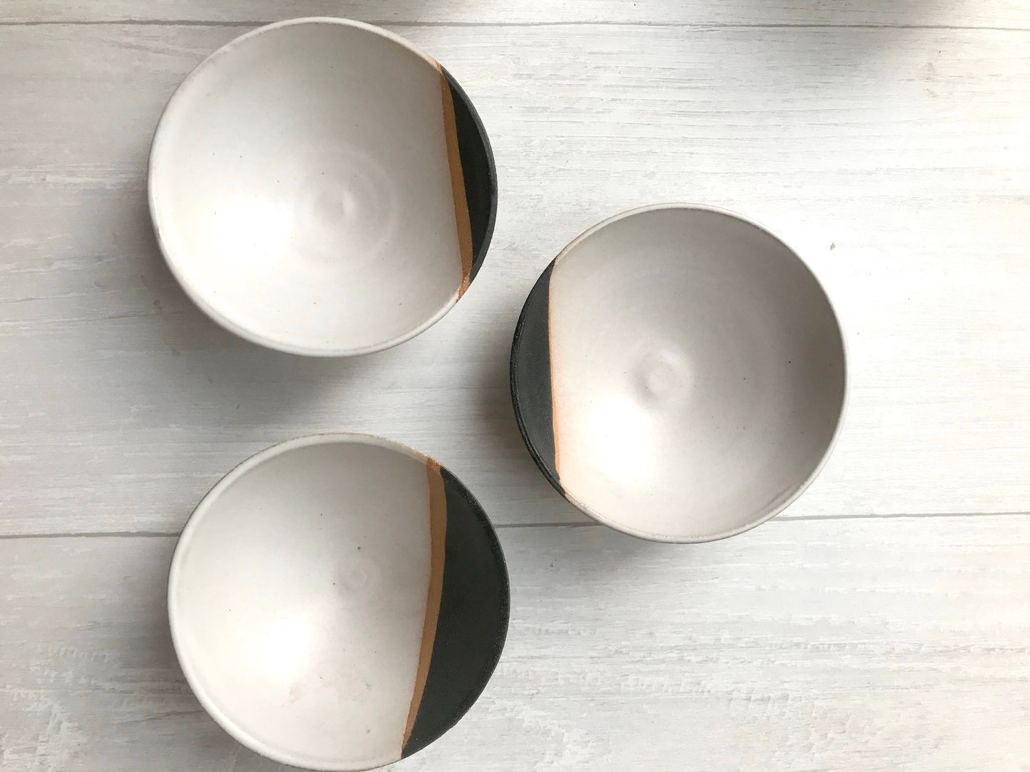 Tri color- ceramic ramekin- salt cellar- multipurpose dish-kitchenware- bowls- White, black and beige