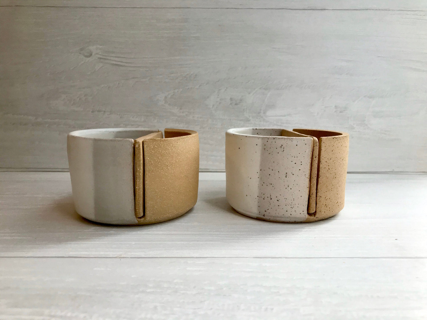 Beige - matchstick duo- ceramic Matchstick holder- With discard slot- Strike on side