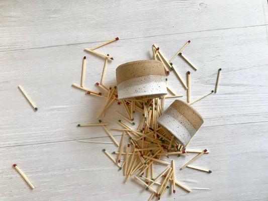 Speckled- ceramic Matchstick holder- Strike on side- two size options