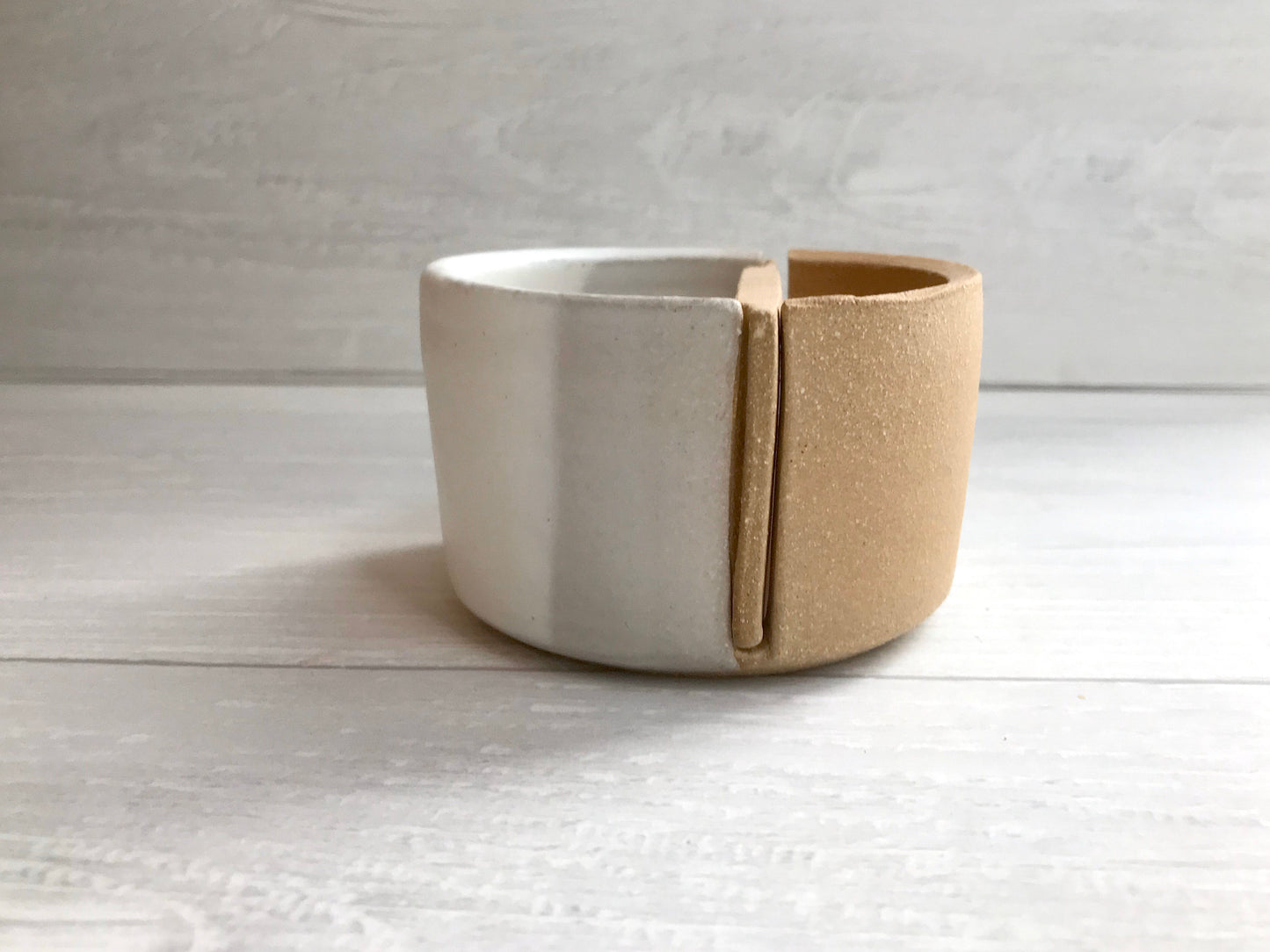 Beige - matchstick duo- ceramic Matchstick holder- With discard slot- Strike on side