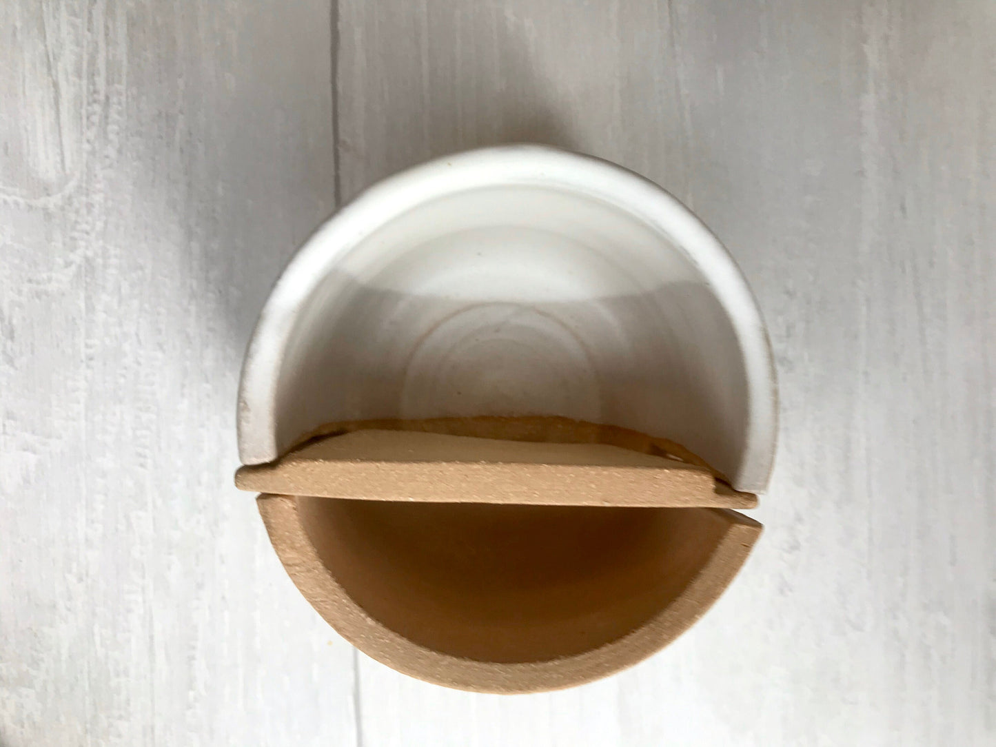 Beige - matchstick duo- ceramic Matchstick holder- With discard slot- Strike on side