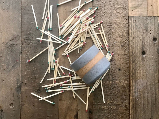 Speckled gray- ceramic Matchstick holder- Strike on side