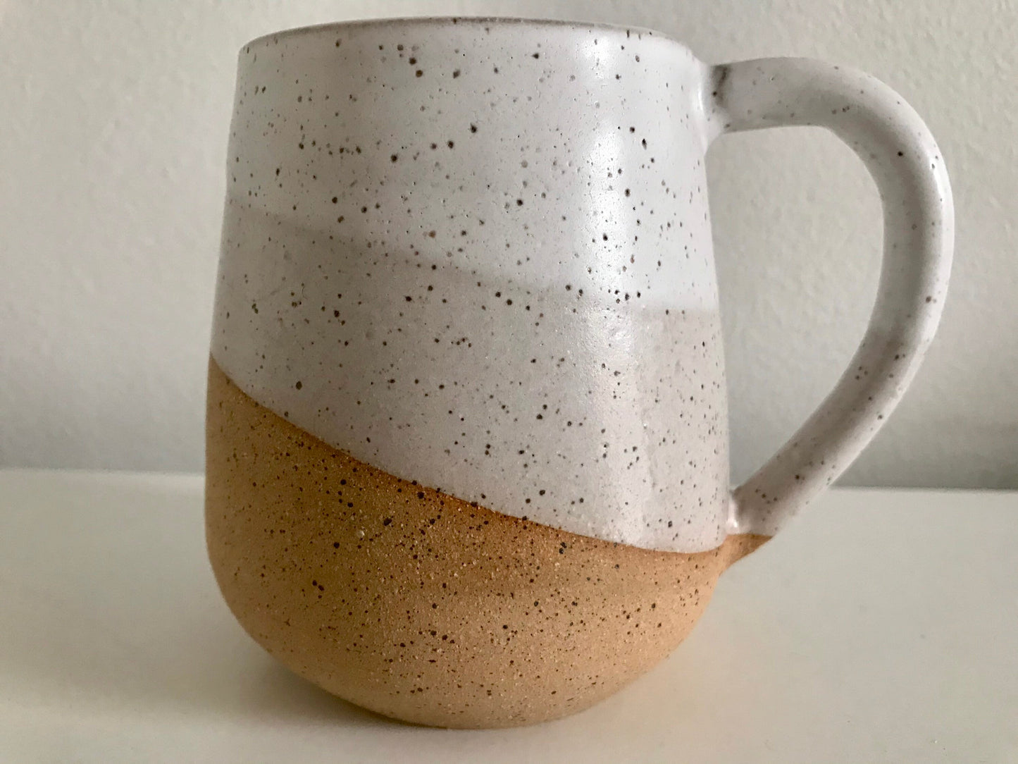 Speckled and white - ceramic espresso cup- coffee mug- two sizes available!!! white on speckled clay