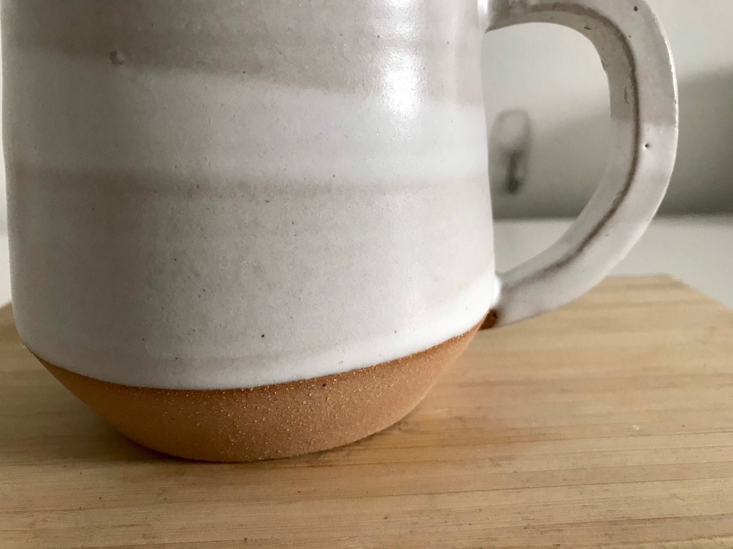 White striped ceramic mug- coffee cup- beige angular mug - two options available