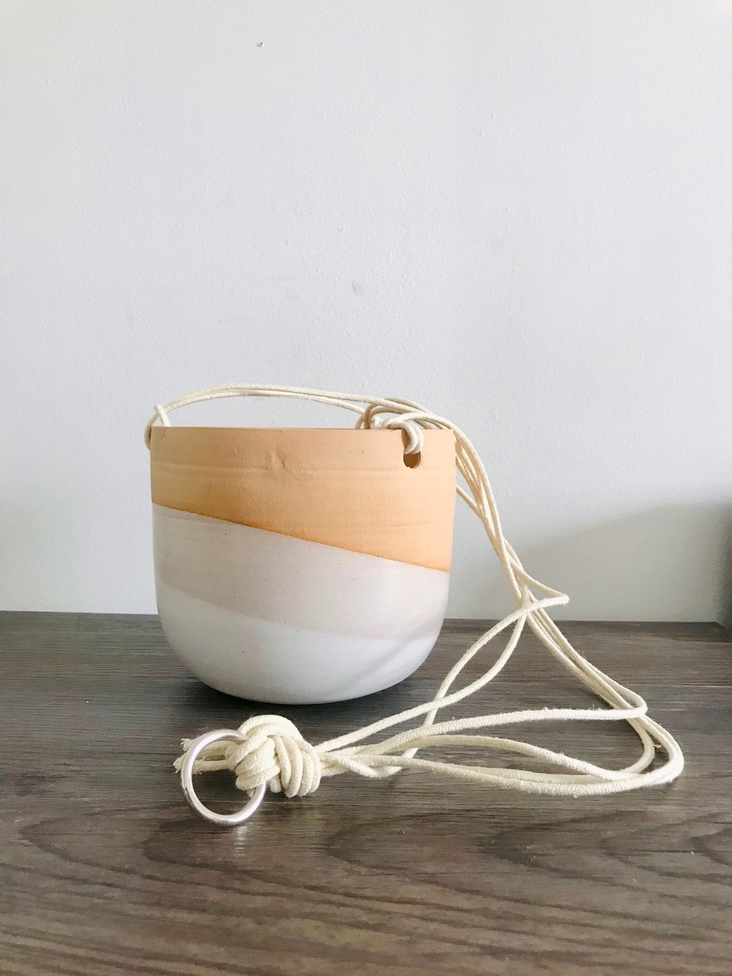 large 6" hanging planter- hanging flower pot - with drainage hole-