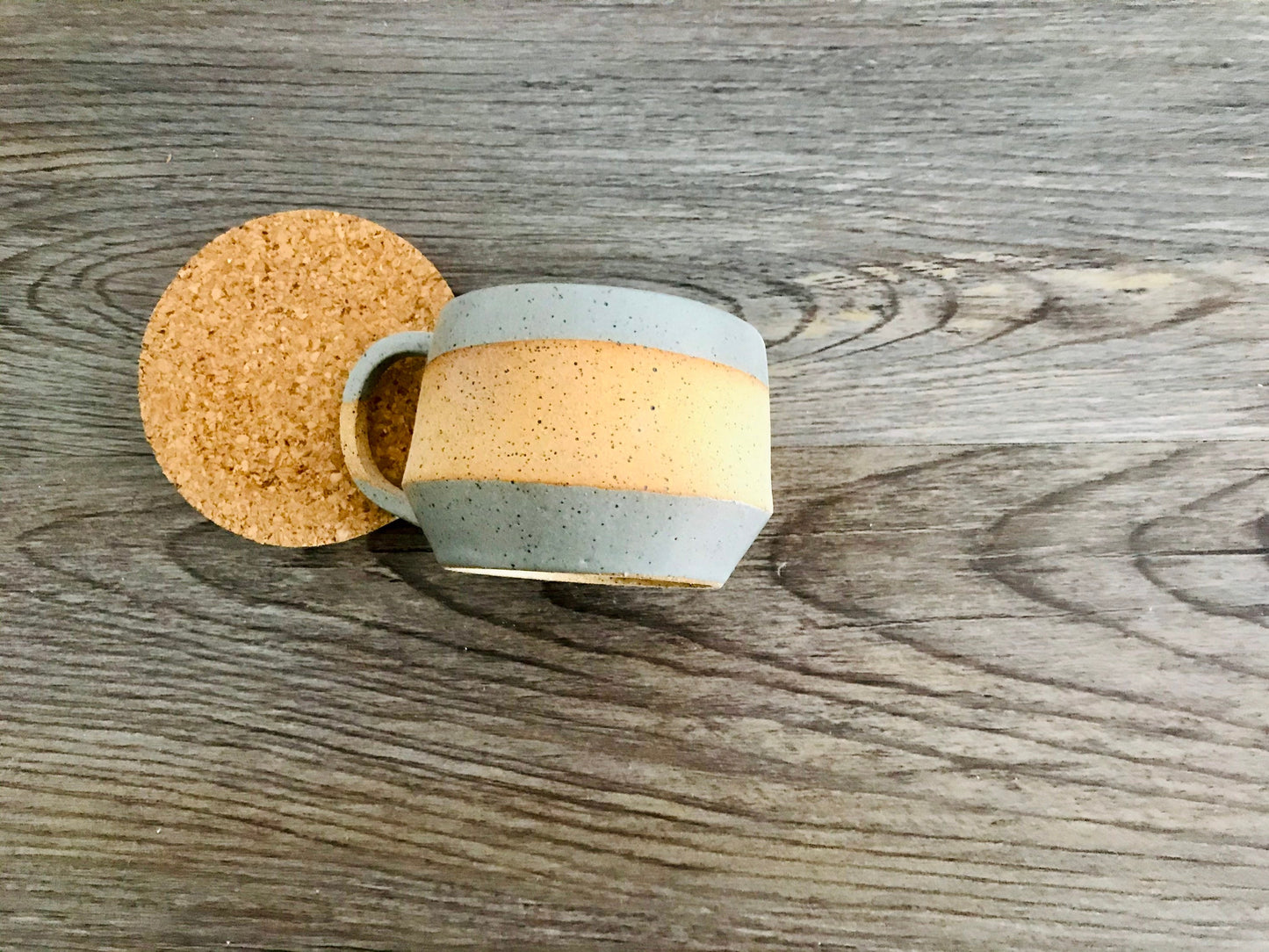 angular espresso cup-small coffee mug- ceramic-gray -handmade kitchen decor