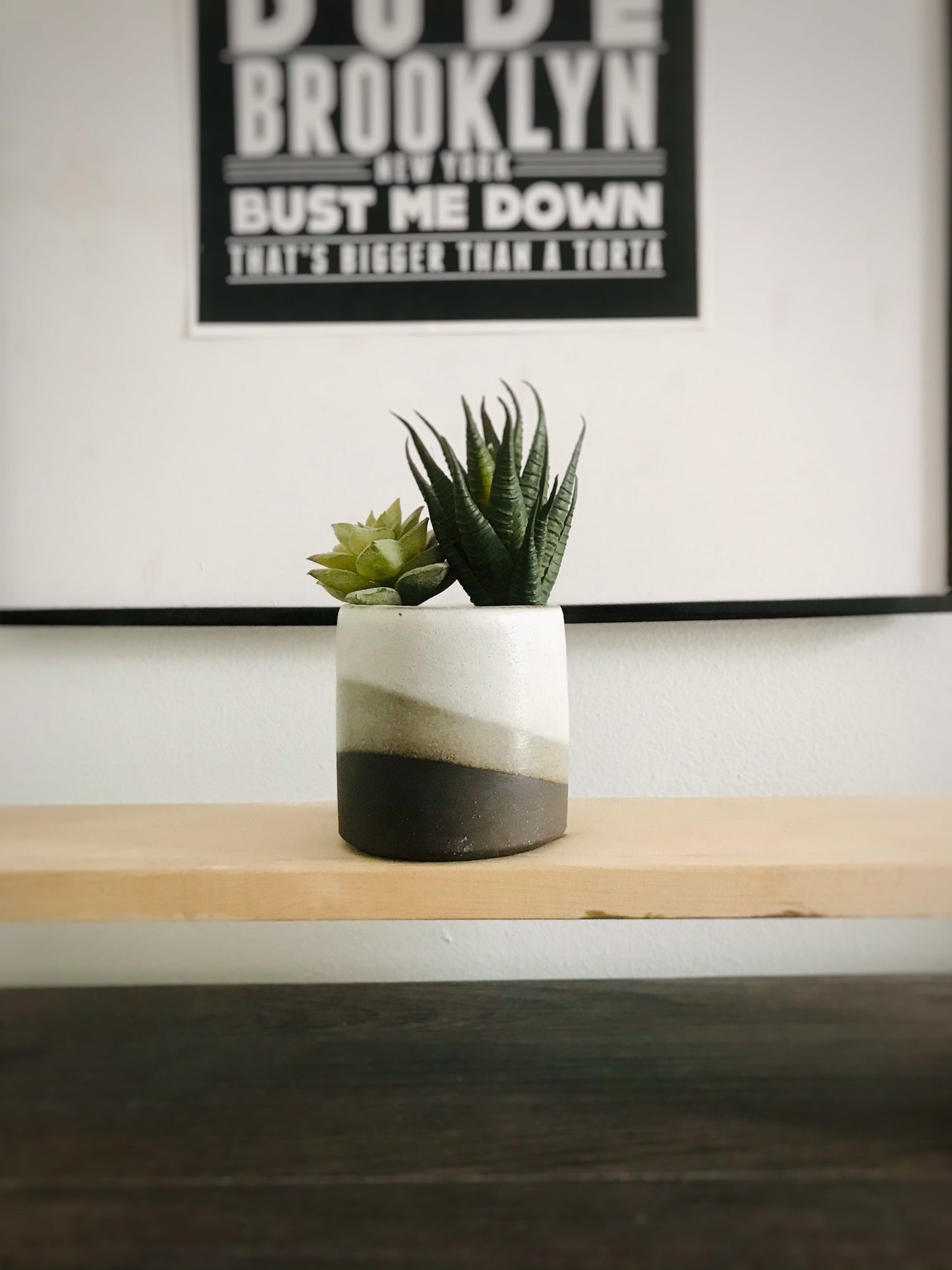 succulent pot-3" cache pot- chocolate and white- hand made ceramics. planters and pots