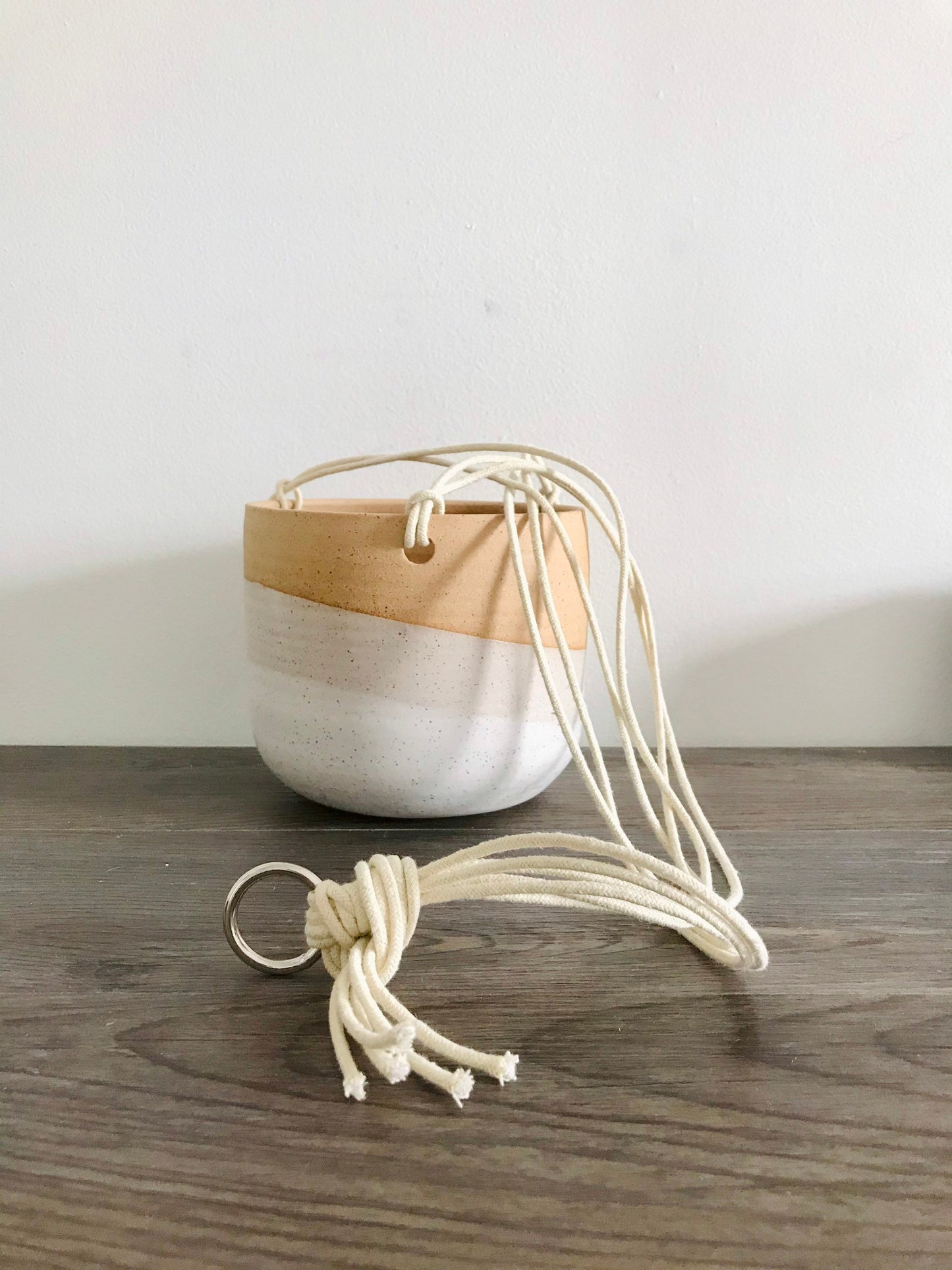 large 6" hanging planter- hanging flower pot - with drainage hole-