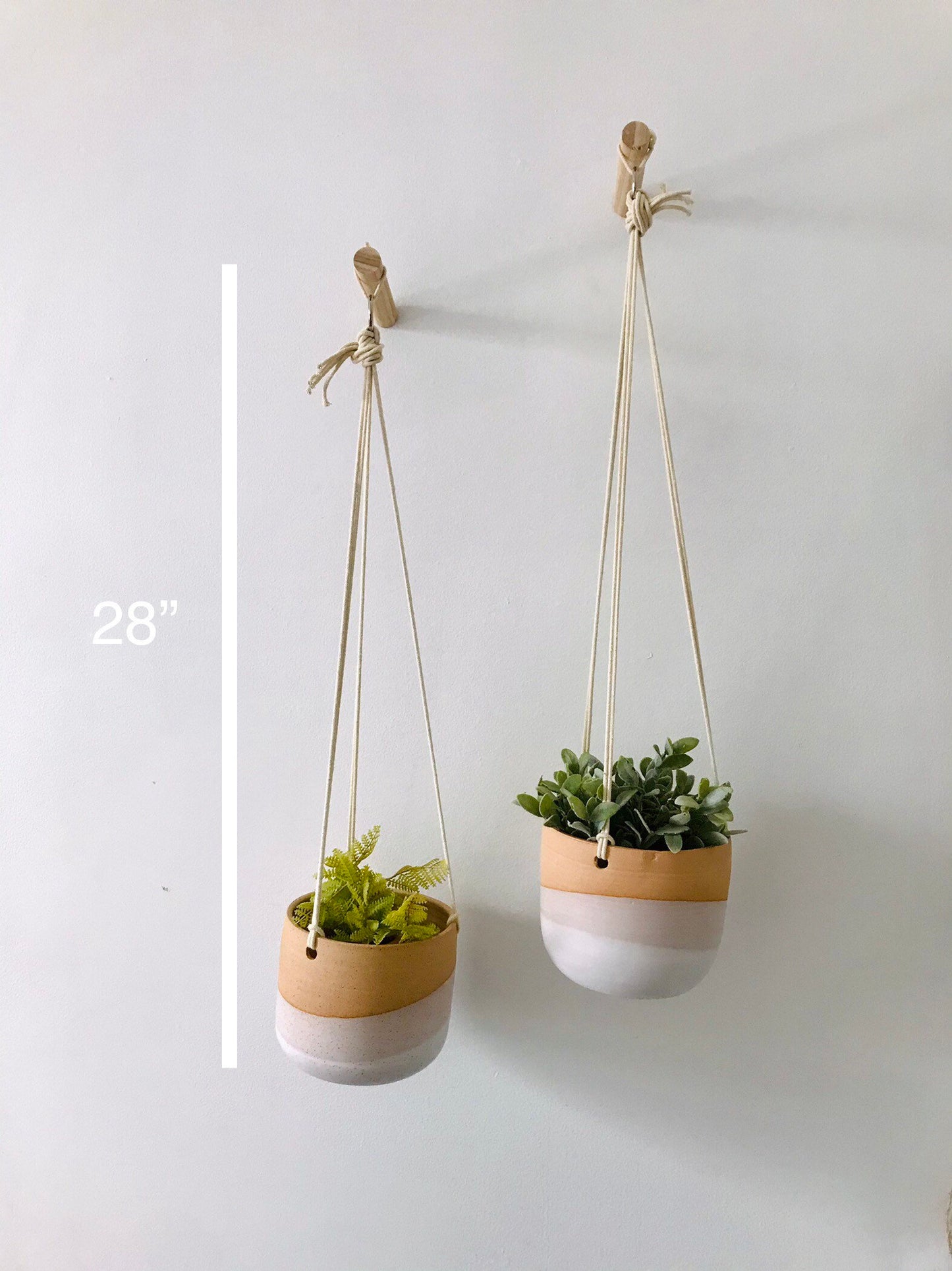 large 6" hanging planter- hanging flower pot - with drainage hole-