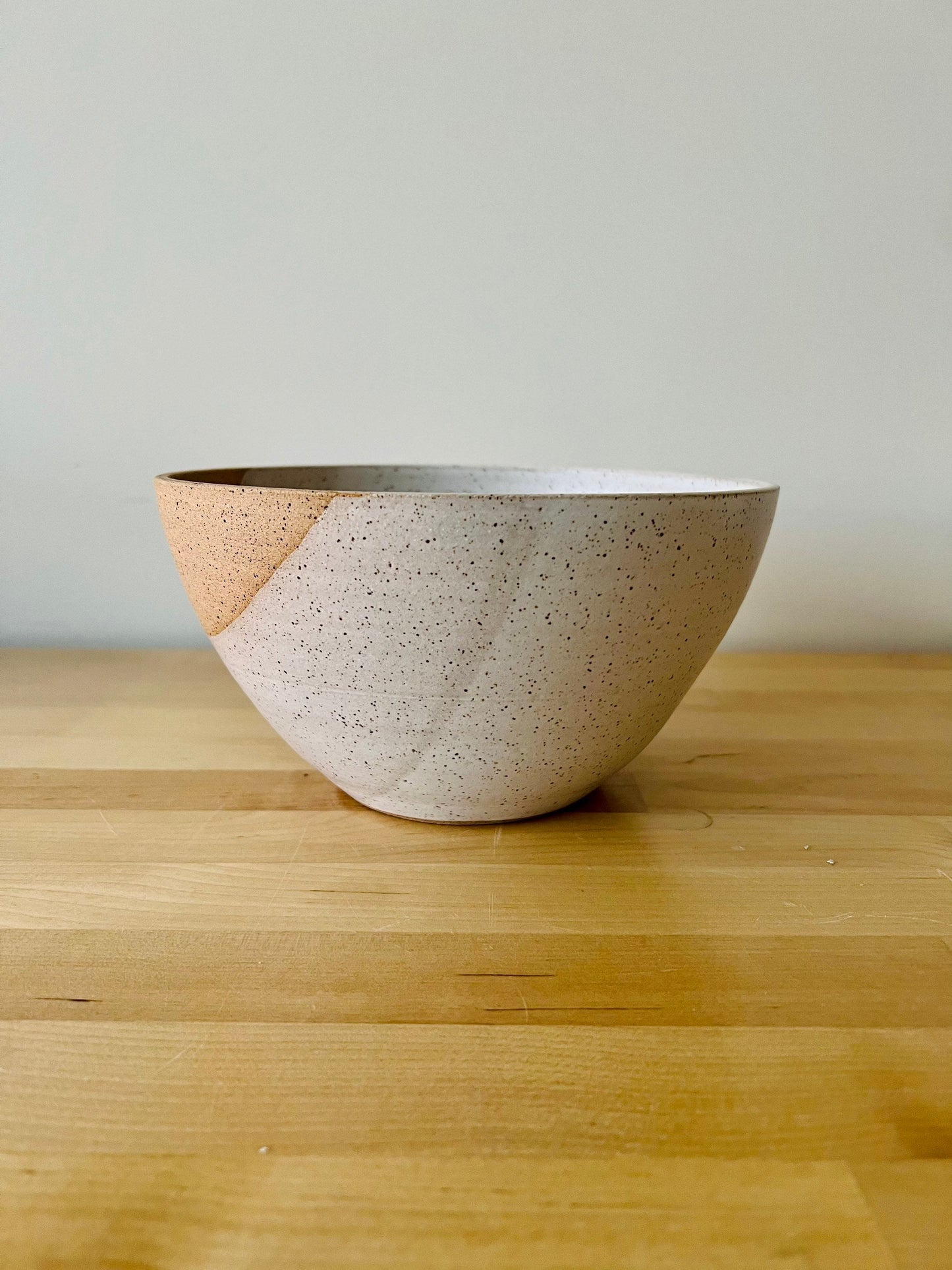 Test Angled Bowls - Speckled White and Natural Stoneware - Handmade Ceramic Kitchenware - Size Options