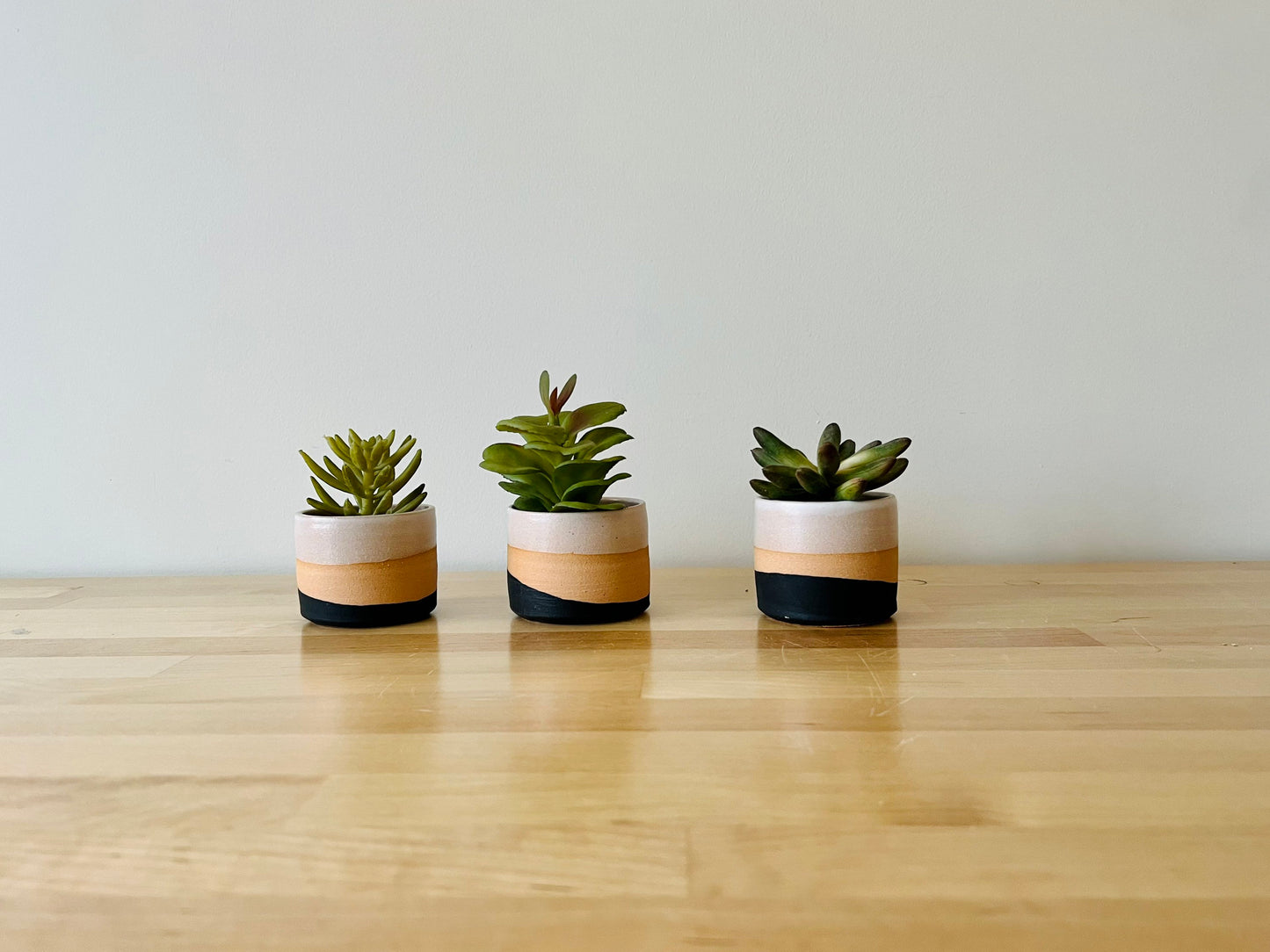 cylinder succulent holders. 2inches. drain hole. handmade ceramics.pack of three