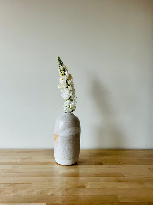 limited edition.criss cross tall cylinder vase. ceramic.