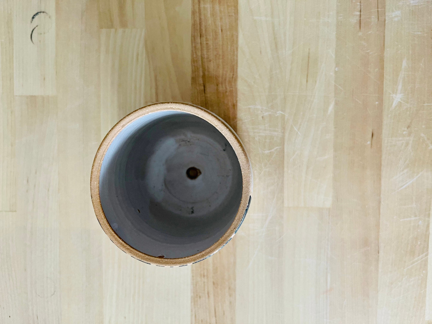 Cylinder Succulent pot with saucer. sunrise plant holder  for 3" plant. White. blue Ceramic