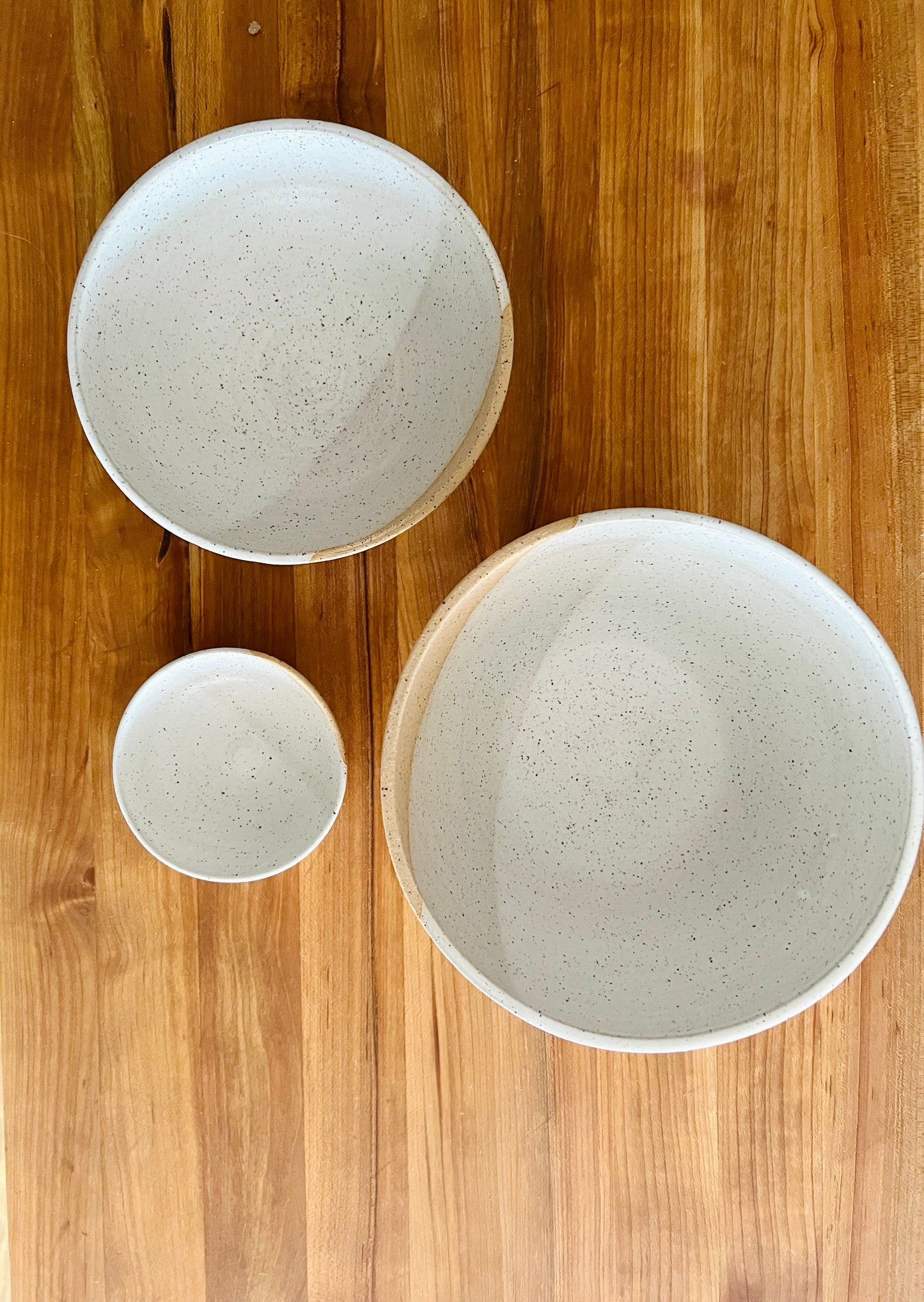 Test Angled Bowls - Speckled White and Natural Stoneware - Handmade Ceramic Kitchenware - Size Options
