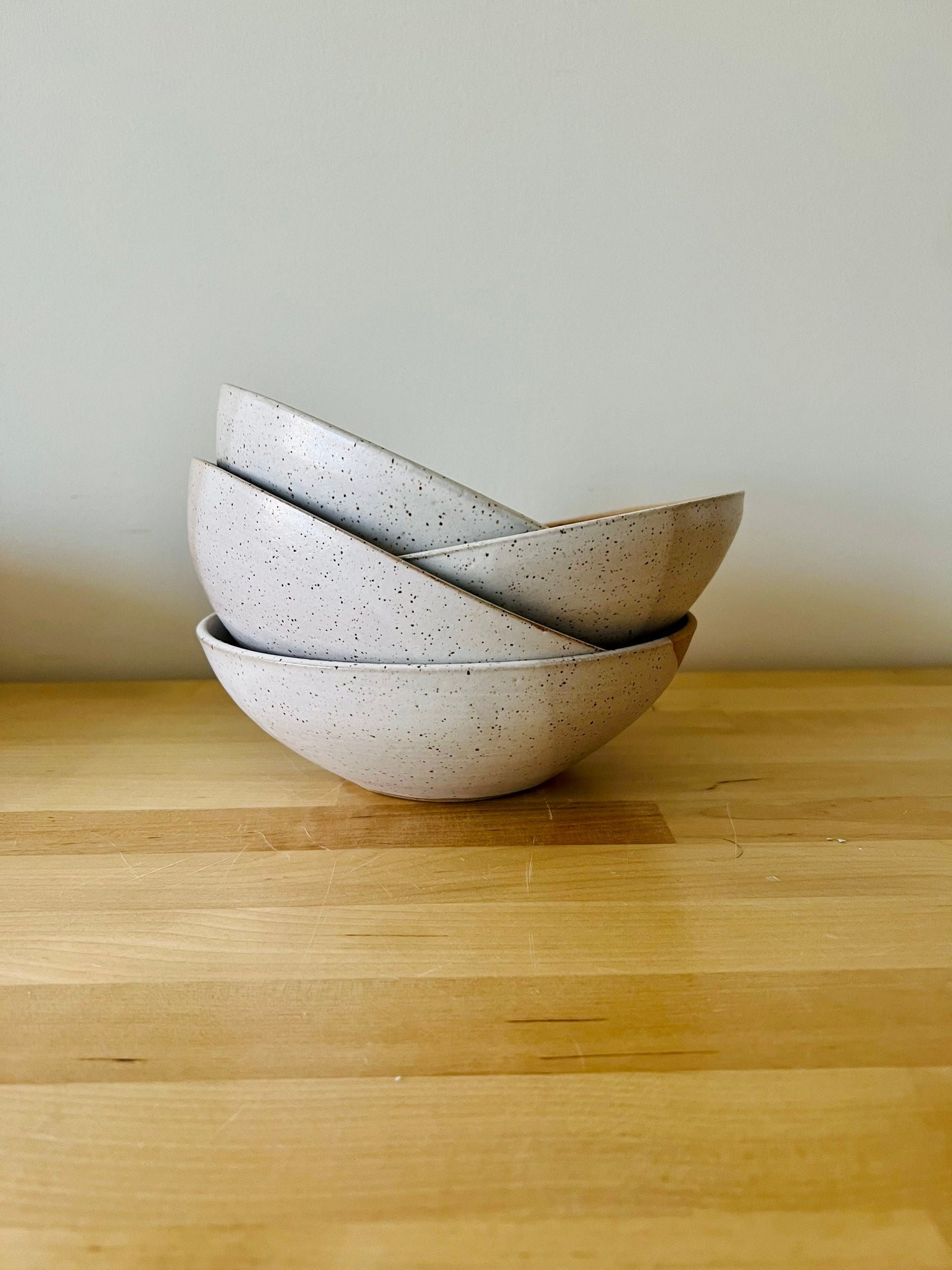 Test Angled Bowls - Speckled White and Natural Stoneware - Handmade Ceramic Kitchenware - Size Options