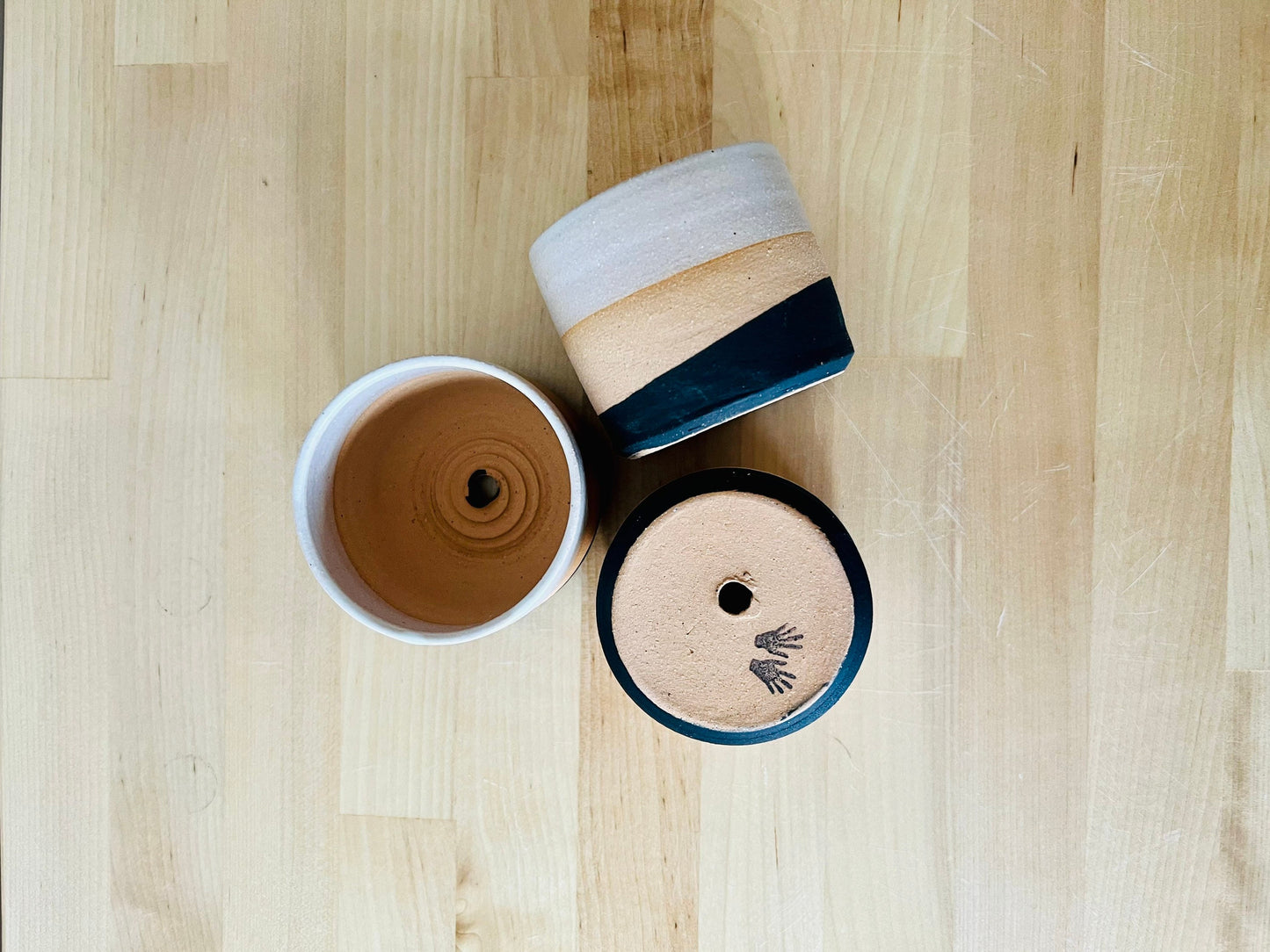 cylinder succulent holders. 2inches. drain hole. handmade ceramics.pack of three