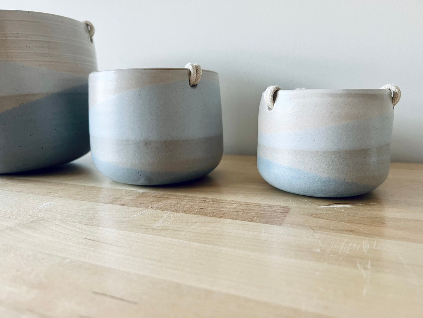 Hanging orb planter -ocean blues -ceramic - with drainage hole- different sizes and styles- limited edition