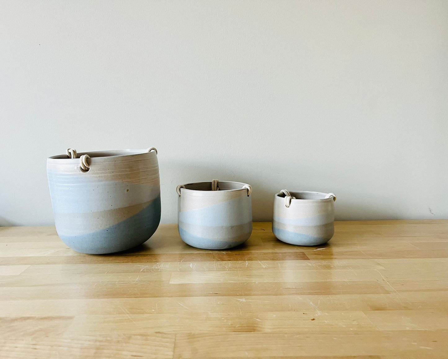 Hanging orb planter -ocean blues -ceramic - with drainage hole- different sizes and styles- limited edition