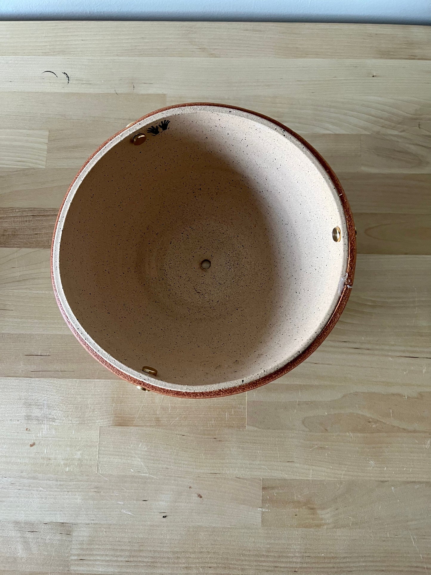 Limited Edition- Santa Fe-Style Planter- Leather and Handmade Ceramic - Size Options