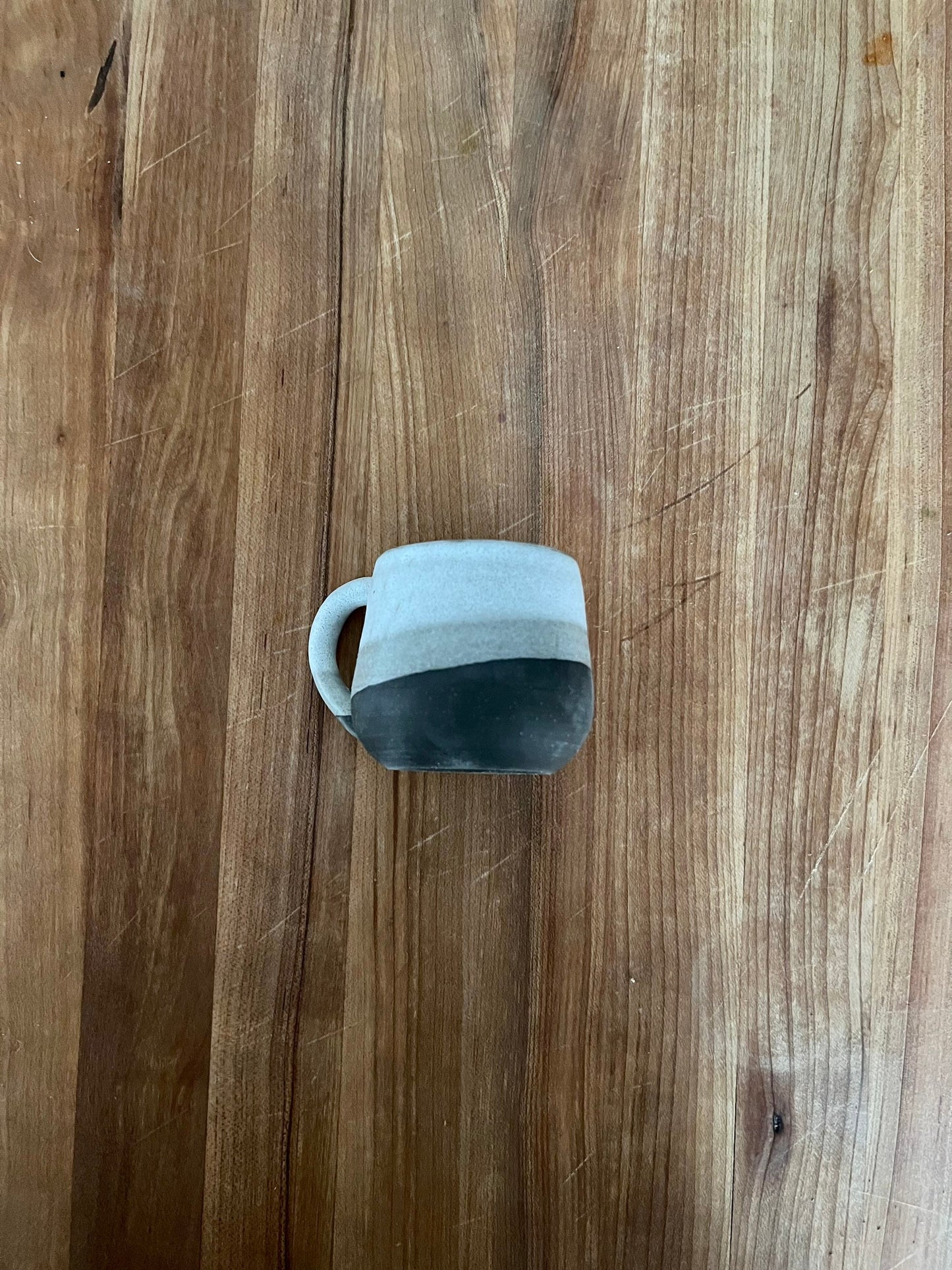 SECONDS-oversized rounded espresso cup- coffee mug-chocolate and white- handmade kitchen decor