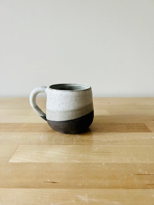 SECONDS-oversized rounded espresso cup- coffee mug-chocolate and white- handmade kitchen decor