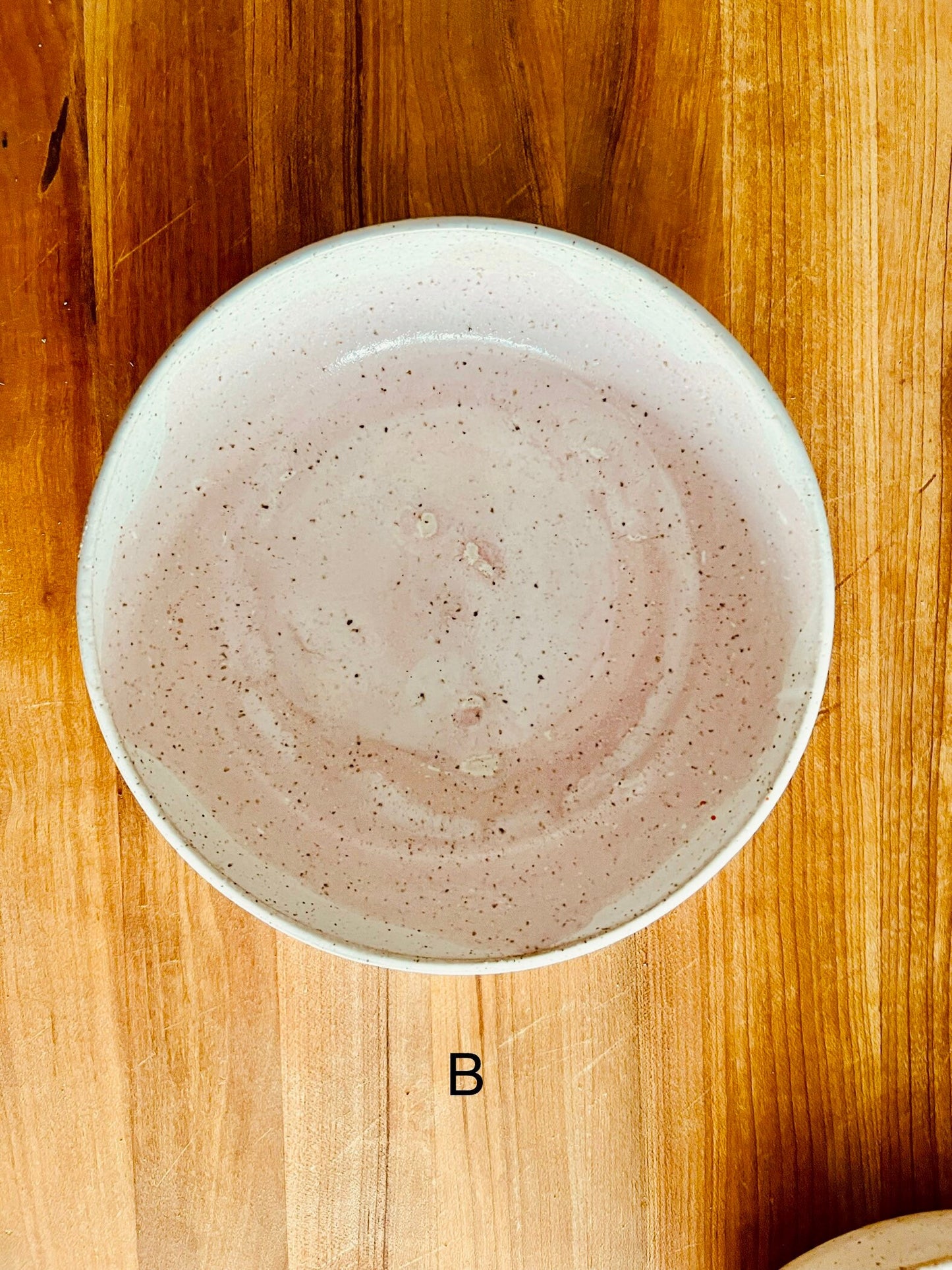 SECONDS- pink and pearl Cross cross wide bottom bowls. Handmade. white.