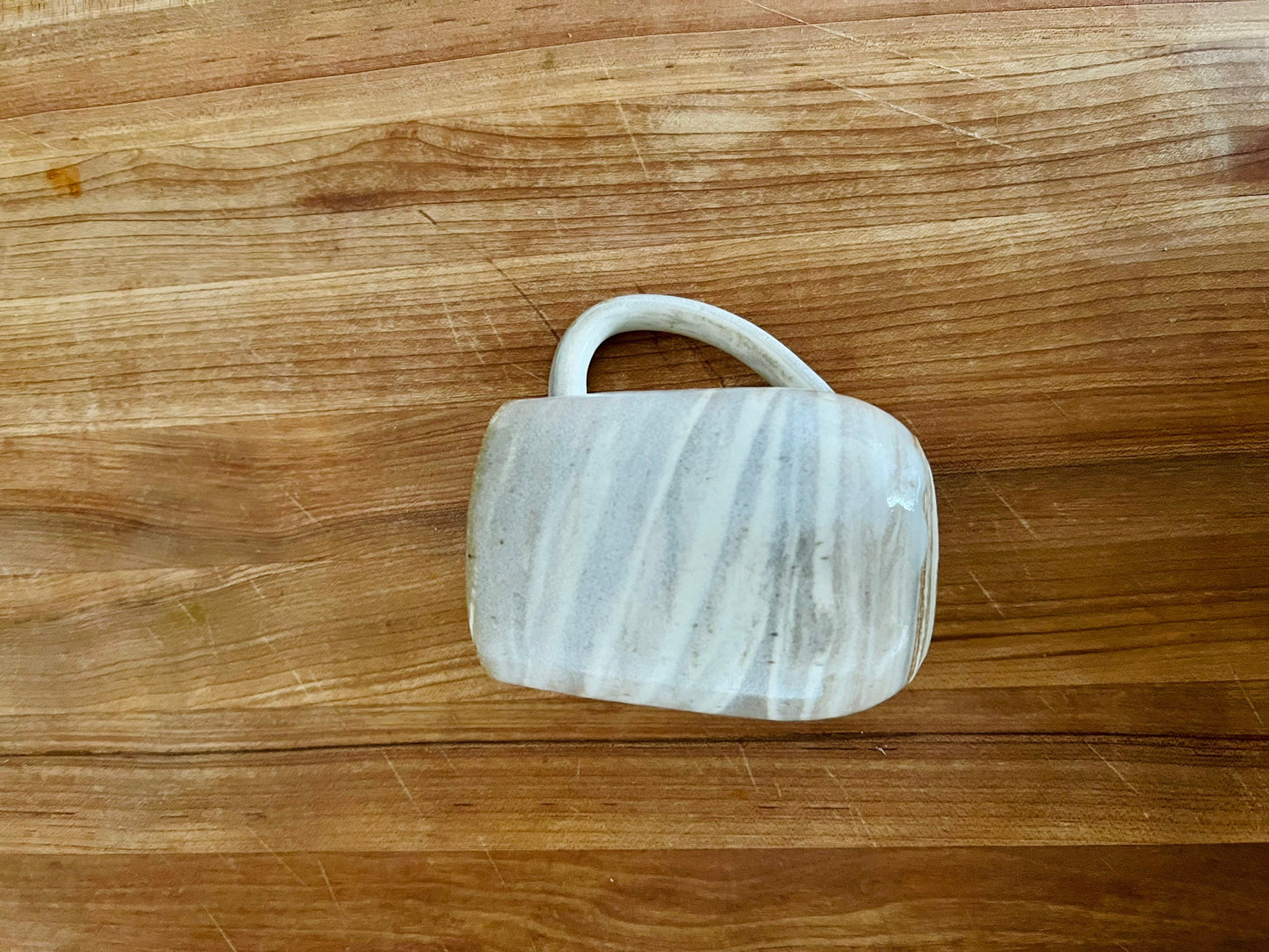 SECONDS- light marbled rounded Coffee cup- coffee mug- handmade kitchen decor