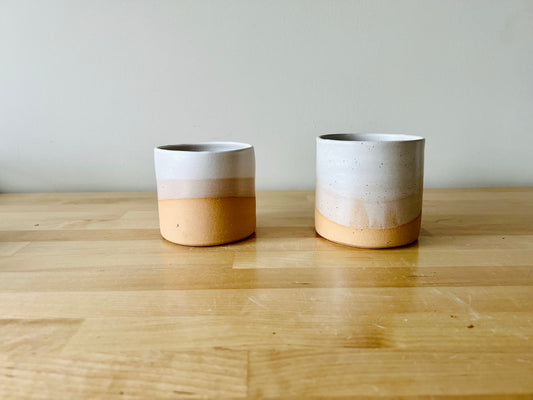 SECONDS-Cylinder Succulent pot with drain hole. 4". White. Ceramic