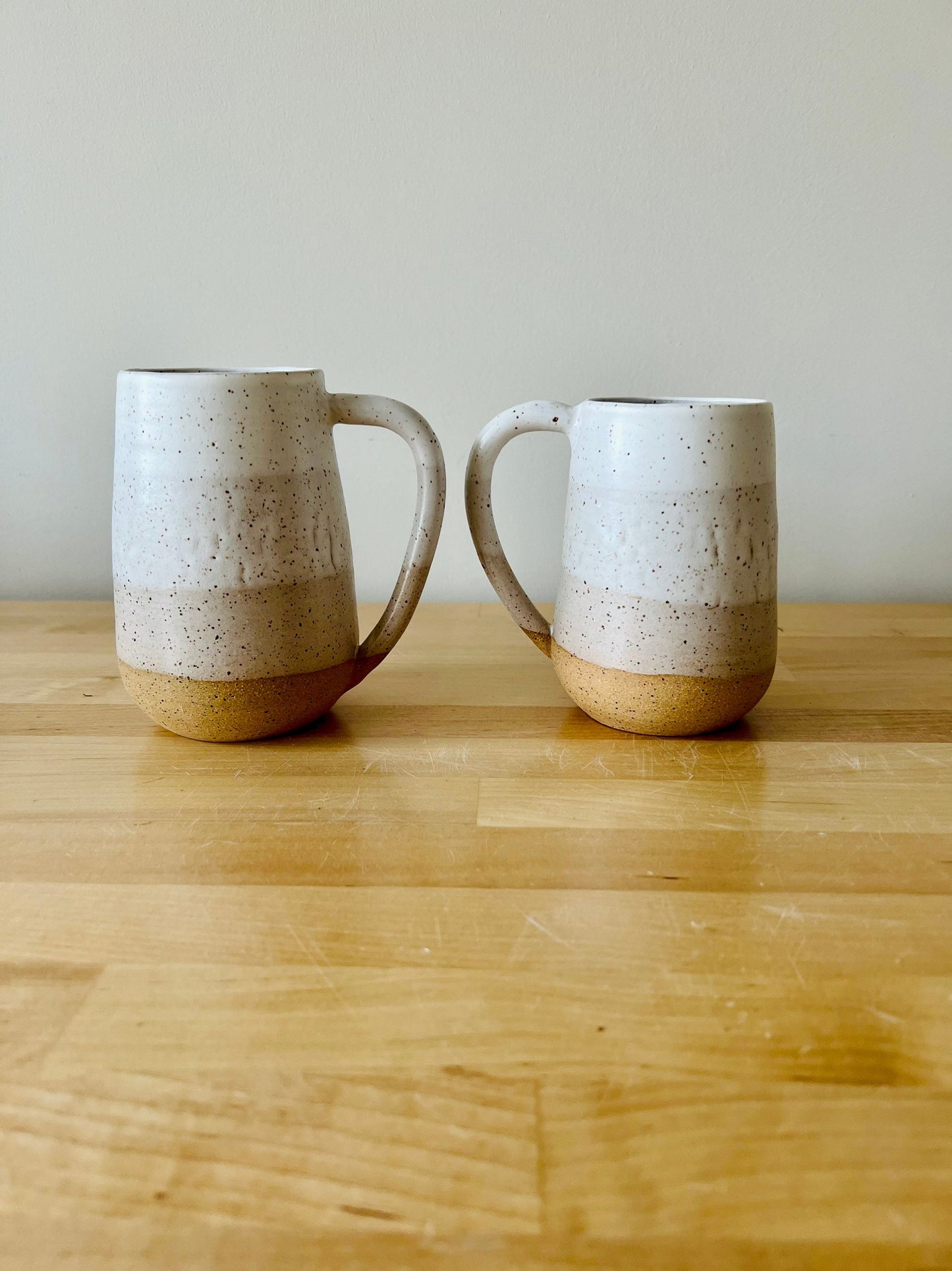 SECONDS-Round Bottom Mugs- white and speckled- handmade coffee mugs