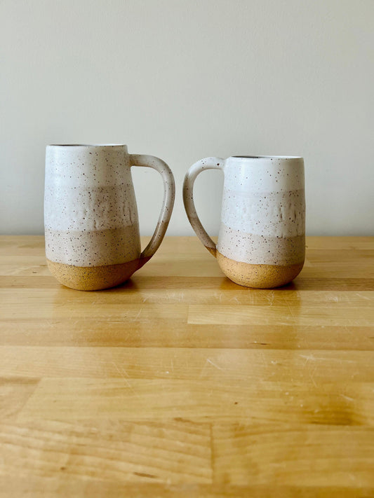 SECONDS-Round Bottom Mugs- white and speckled- handmade coffee mugs