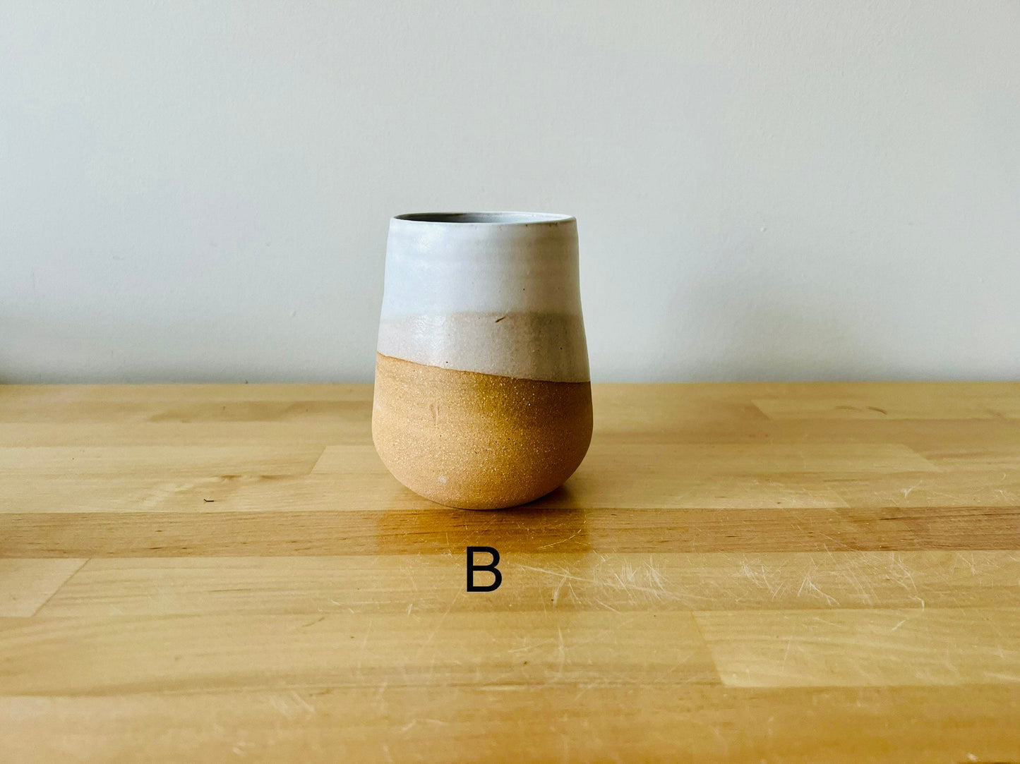 seconds-Round Bottom Tumbler. white. Drinking glass. Ceramic. Handmade