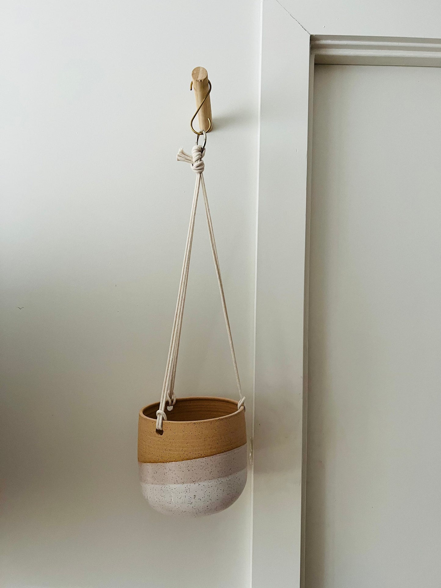 seconds-Hanging orb planter -ceramic - with drainage hole-