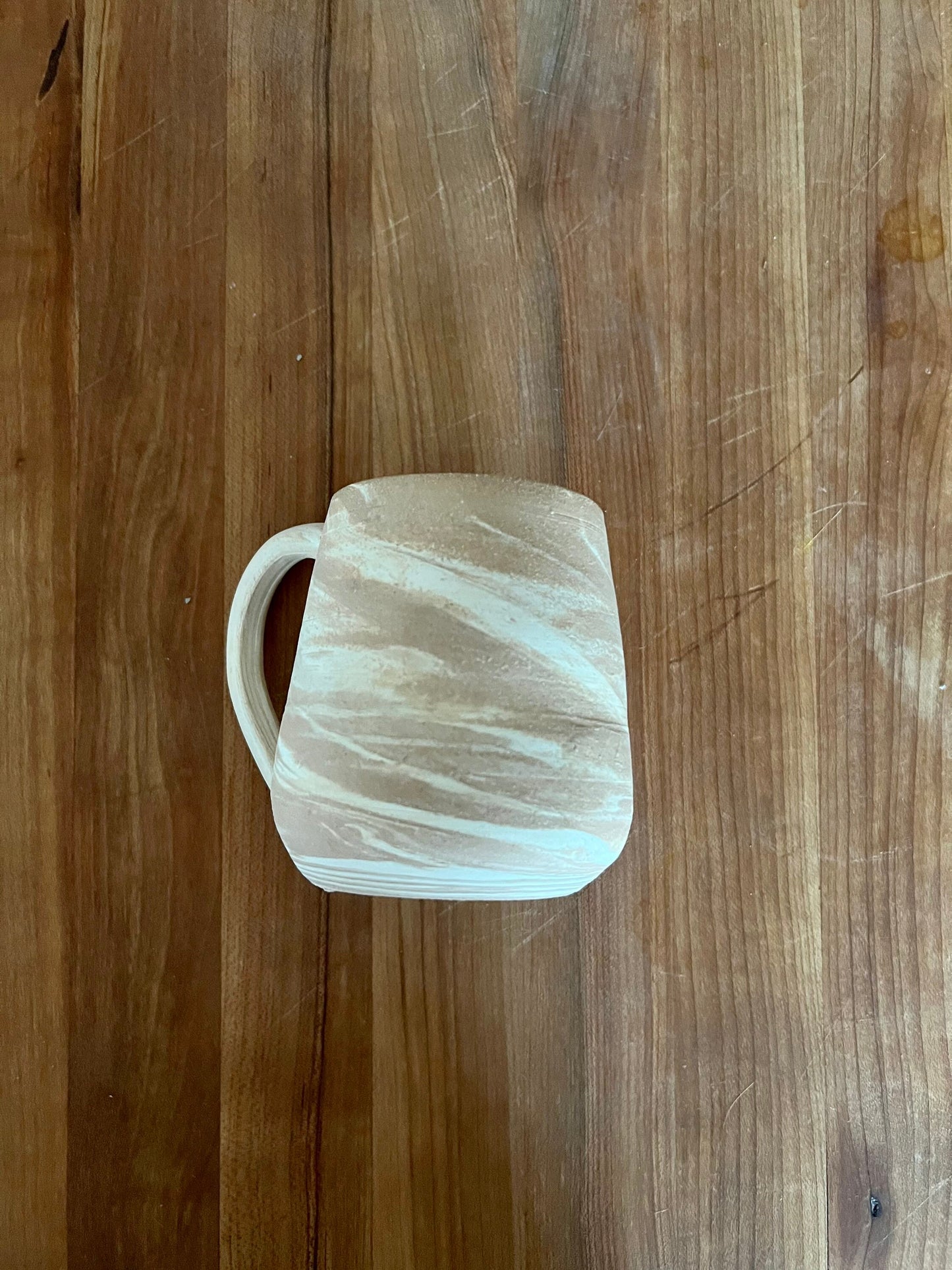 SECONDS-rounded Coffee cup- coffee mug- handmade kitchen decor. marbled white and beige