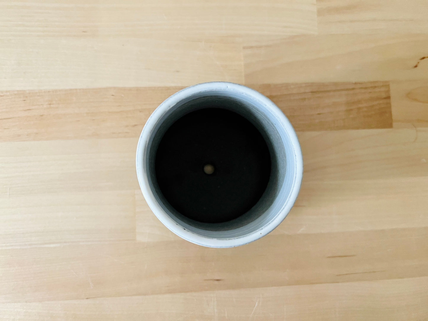 sample sale. Cylinder Succulent pot with saucer. 3". chocolate and White. Ceramic