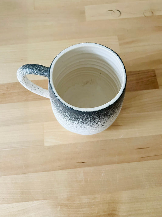 sample sale. white and black rounded Coffee cup- coffee mug- handmade kitchen decor