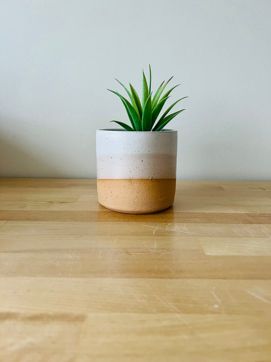 SECONDS-Cylinder Succulent pot- drainage hole . 4" White. Ceramic