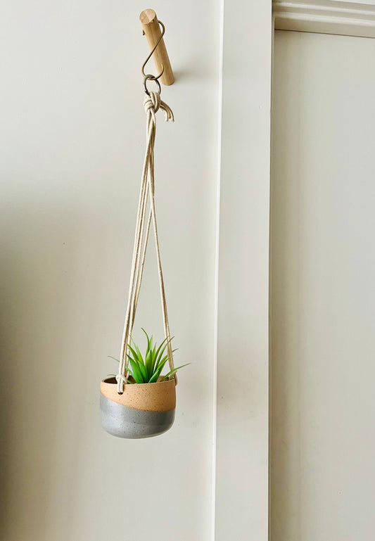 small 3" hanging planter- gray hanging flower pot - with drainage hole- sample sale