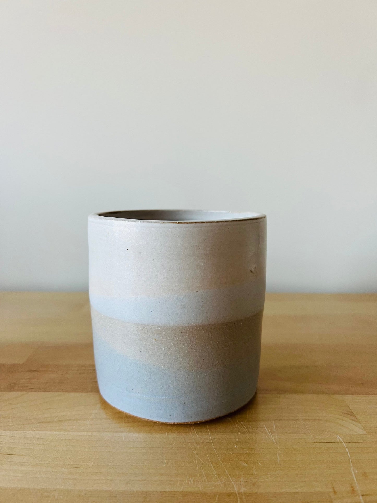 Cylinder Succulent pot- drainage hole . White and blues. Ceramic
