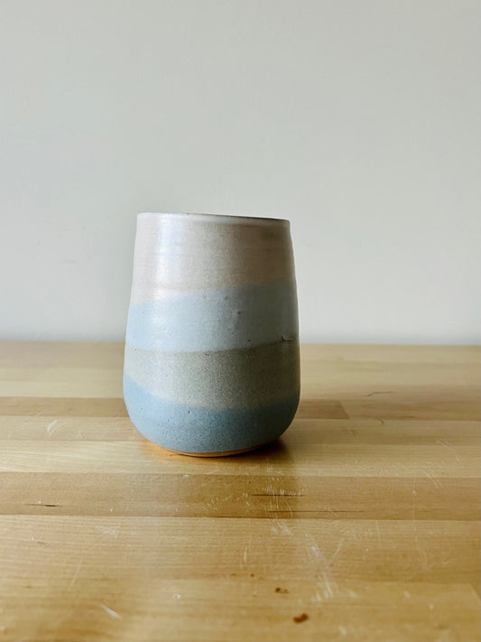 ocean blues Round Bottom Tumbler.  Drinking glass. Ceramic. Handmade. limited edition