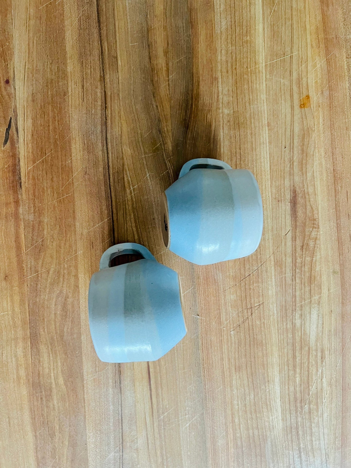 ocean blues Criss cross angled mugs - blue and white  mugs - handmade- limited edition