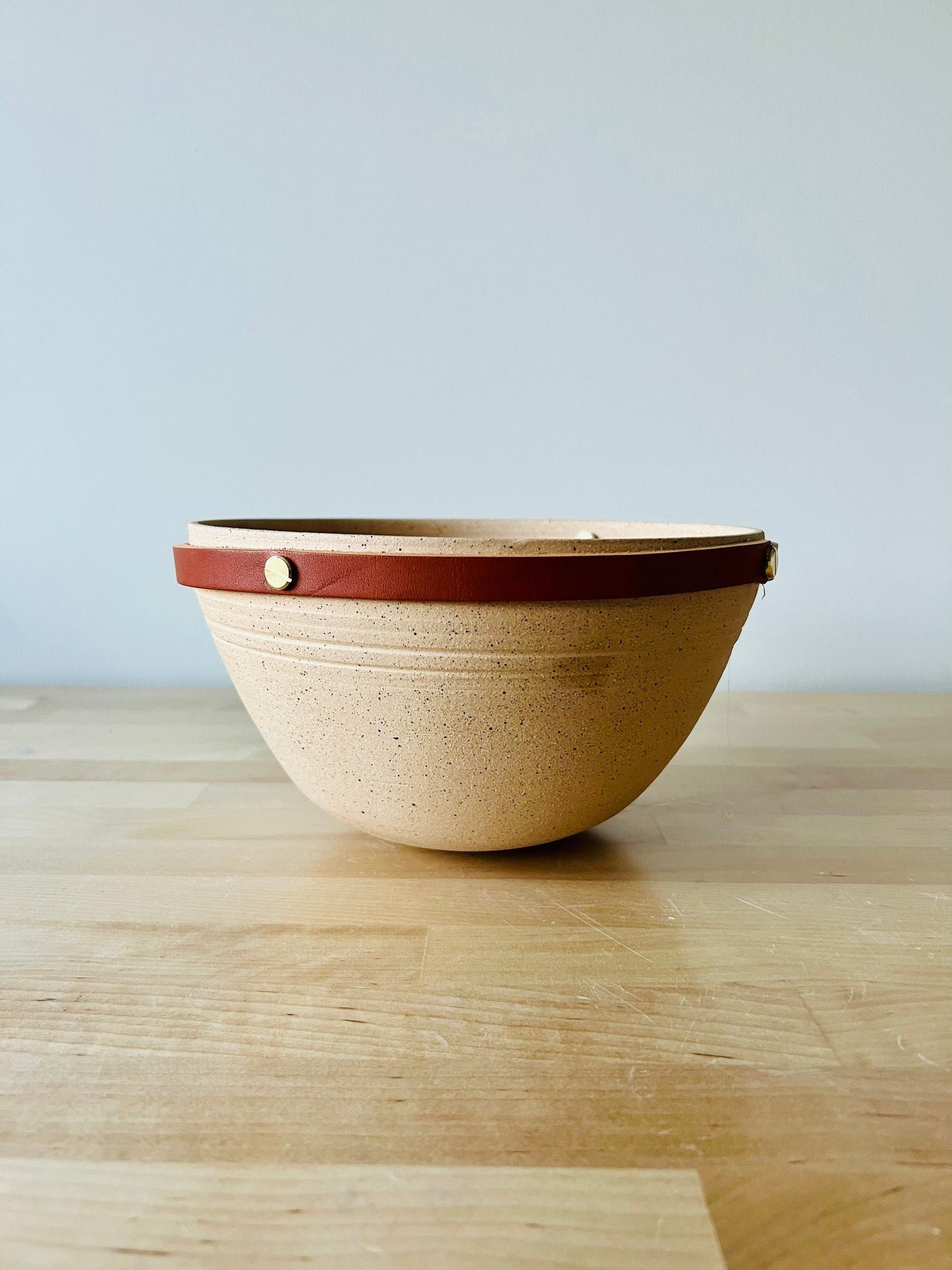 Limited Edition- Santa Fe-Style Planter- Leather and Handmade Ceramic - Size Options