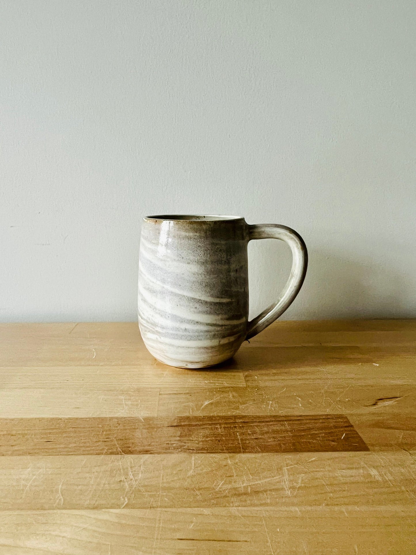 SECONDS- light marbled rounded Coffee cup- coffee mug- handmade kitchen decor