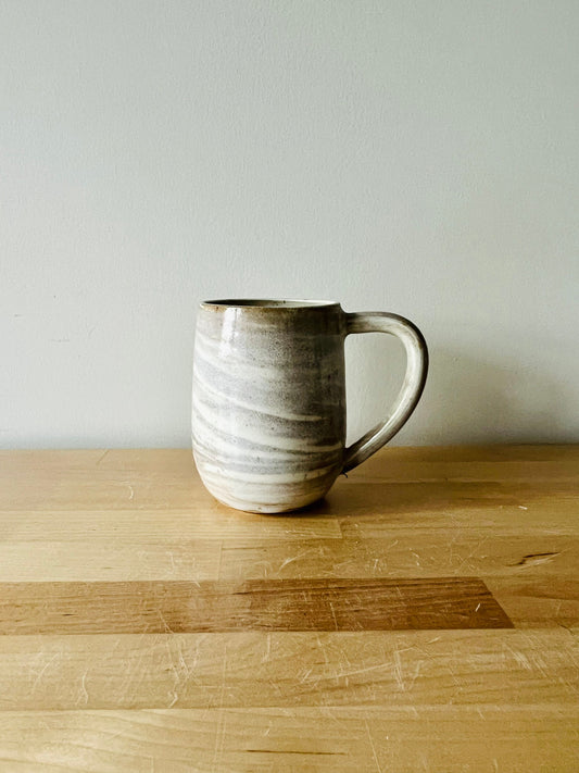 SECONDS- light marbled rounded Coffee cup- coffee mug- handmade kitchen decor