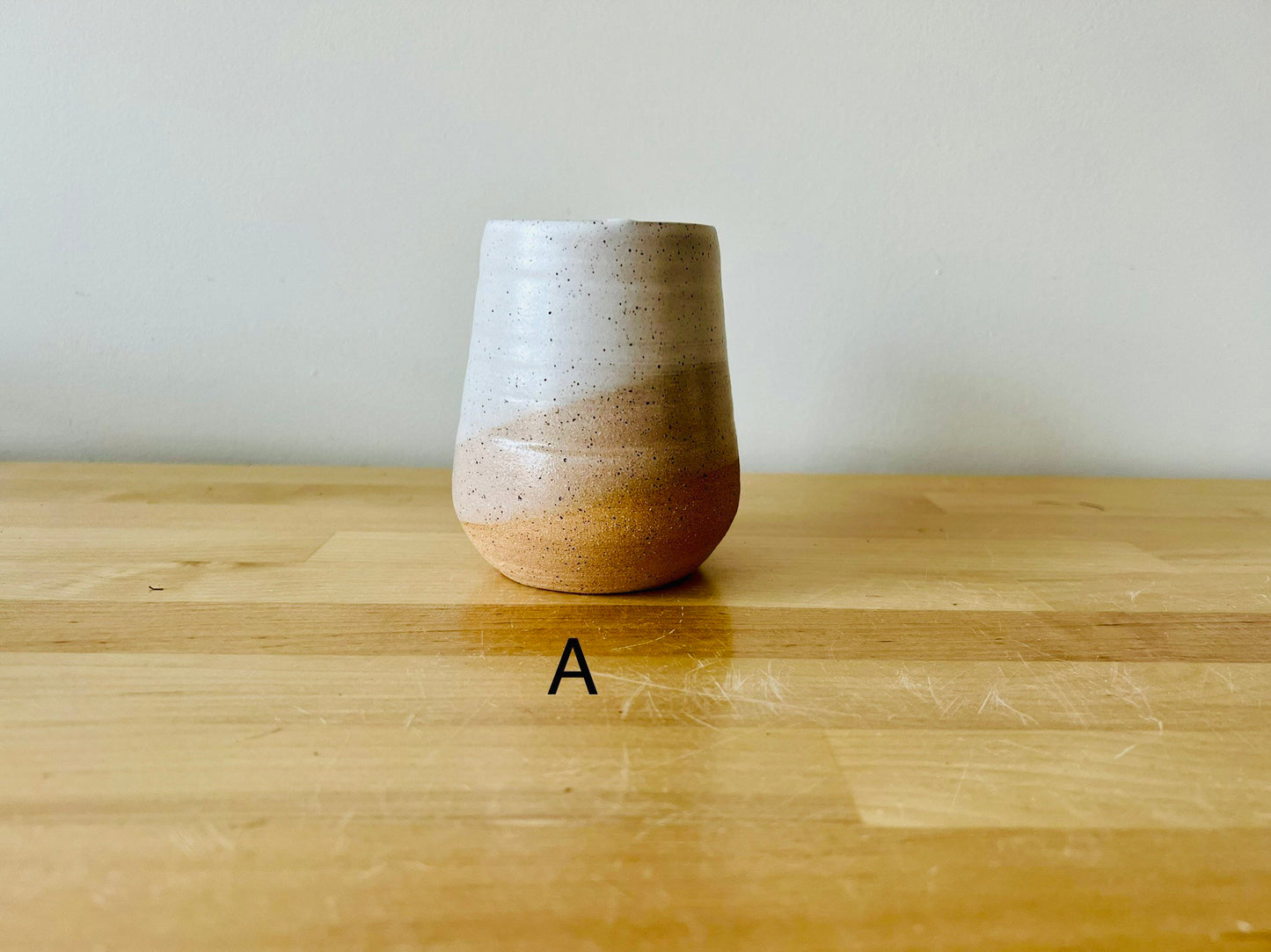 seconds-Round Bottom Tumbler. white. Drinking glass. Ceramic. Handmade