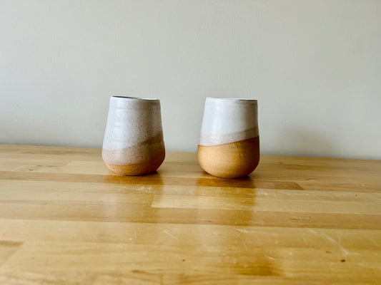 seconds-Round Bottom Tumbler. white. Drinking glass. Ceramic. Handmade