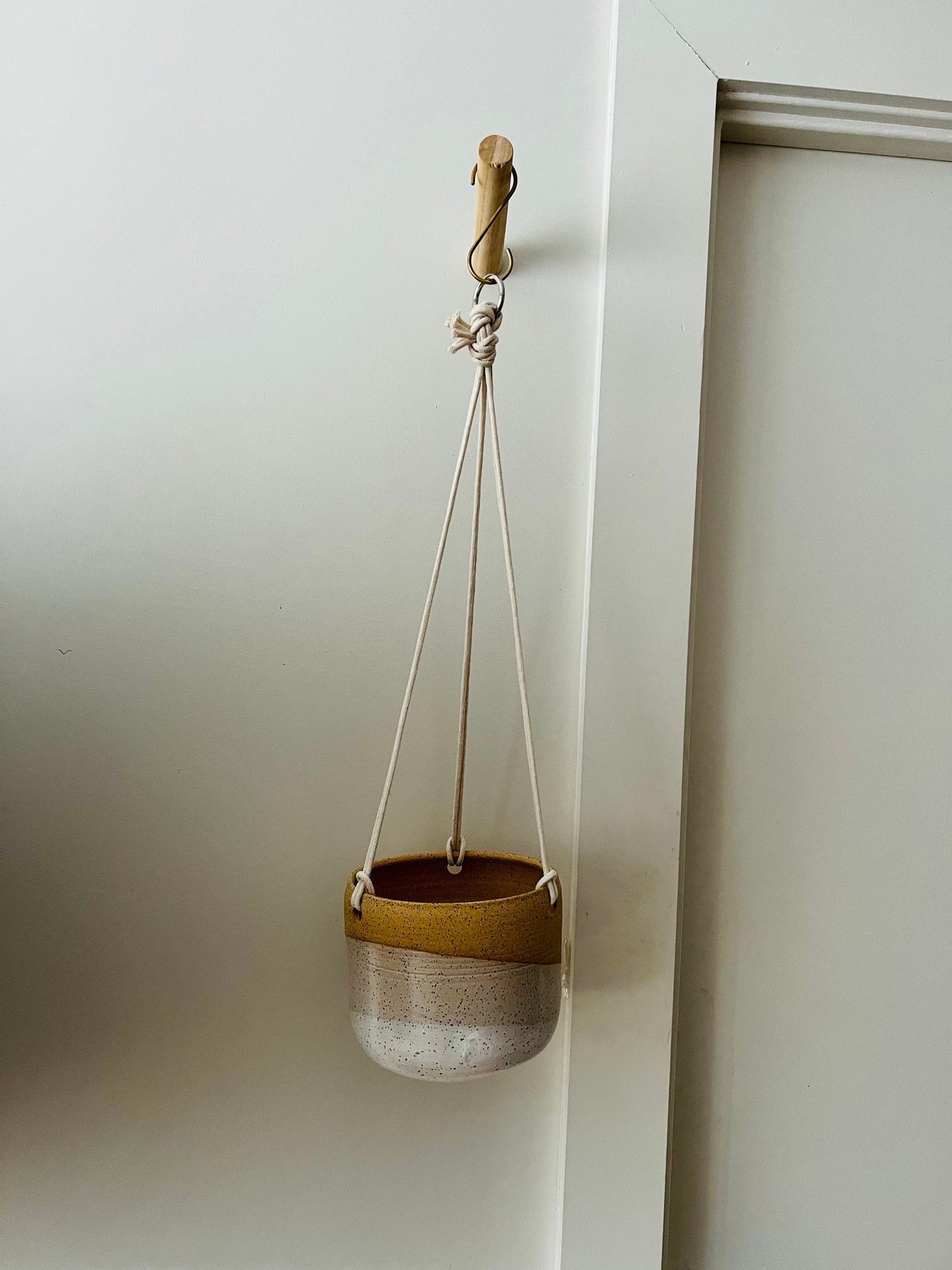 seconds- Hanging orb planter -ceramic- with hanging cord.