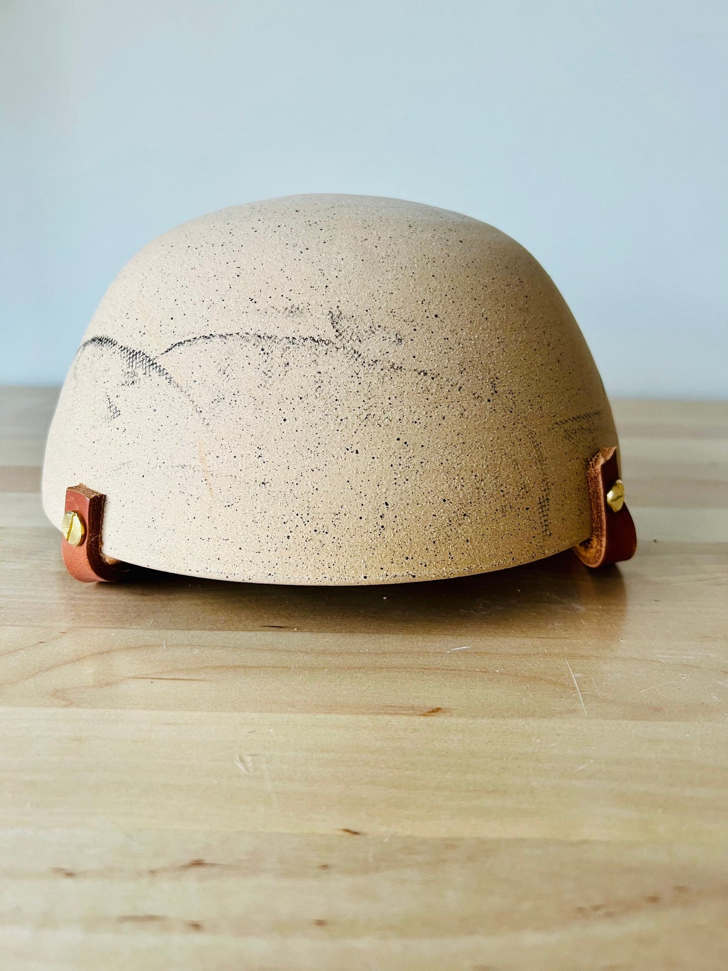 seconds- western style hanging planter. drainhole. Natural leather brass. Handemade ceramics.