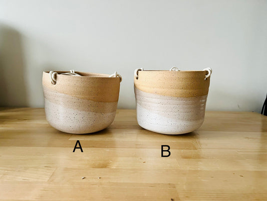 seconds-Hanging orb planter -ceramic- drainage hole