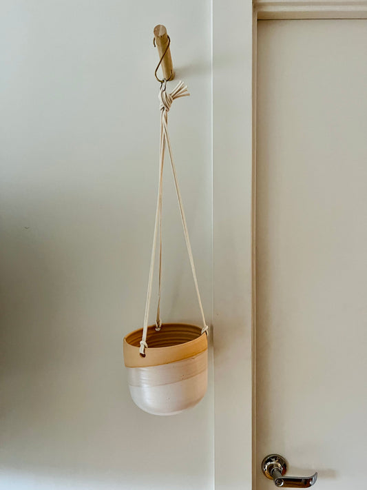 seconds- Hanging orb planter -ceramic drainage hole