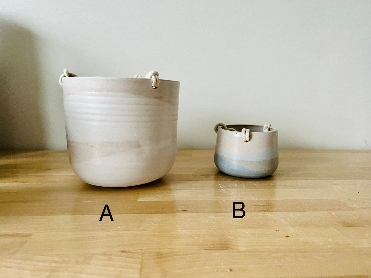 seconds-Hanging orb planter -ceramic - with drainage hole- size options